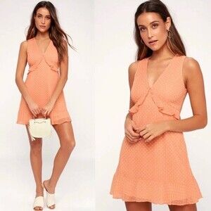Lulus blush polka dot mini dress size medium